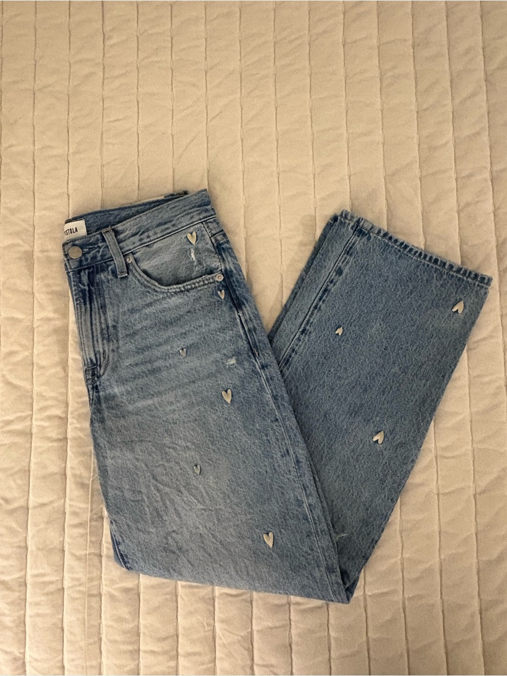 pistola Light Blue Straight-Leg Jeans with Heart Details